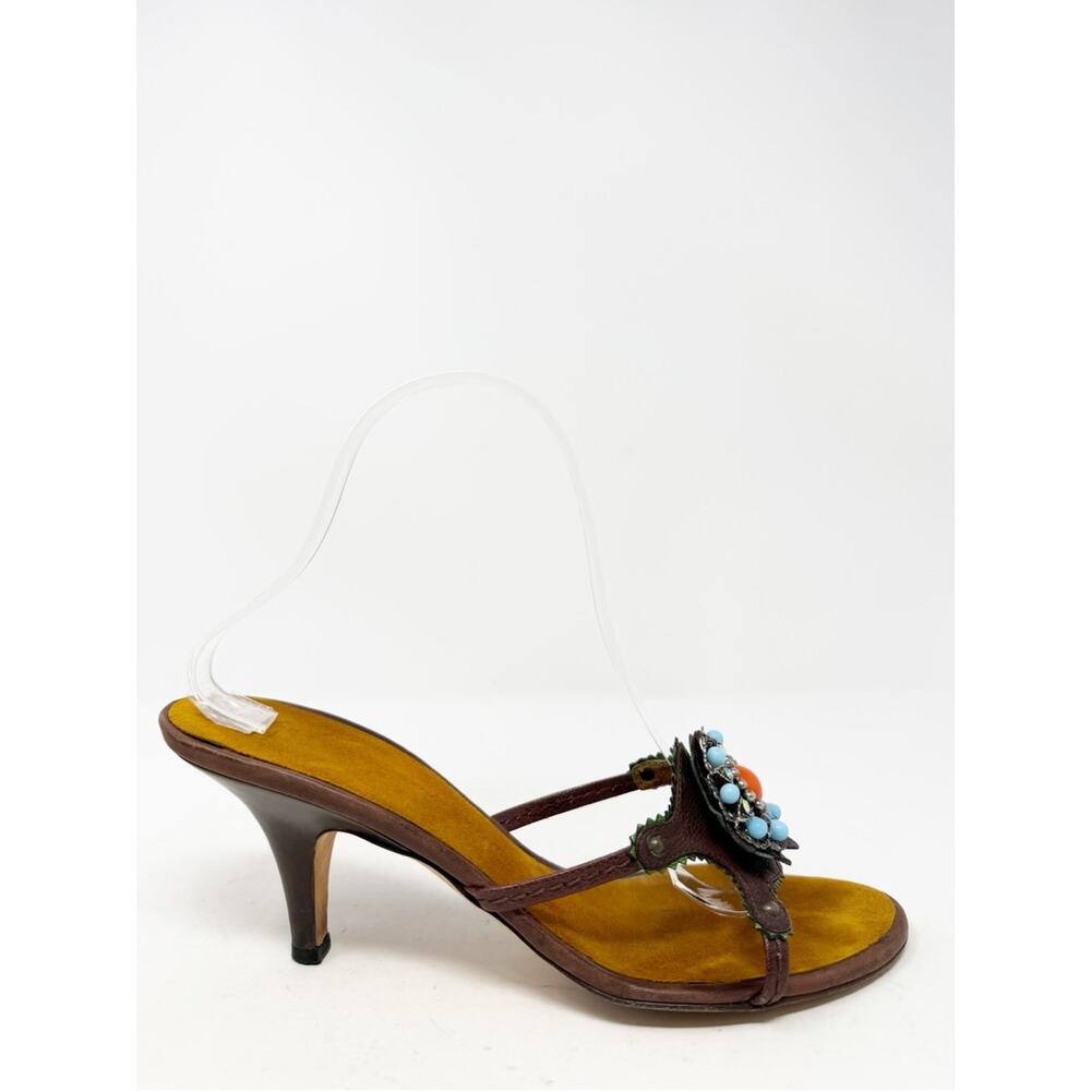 Vintage Giuseppe Zanotti Jeweled Floral Slide Sandal Heels Womens Size EU 39 - Picture 5 of 11